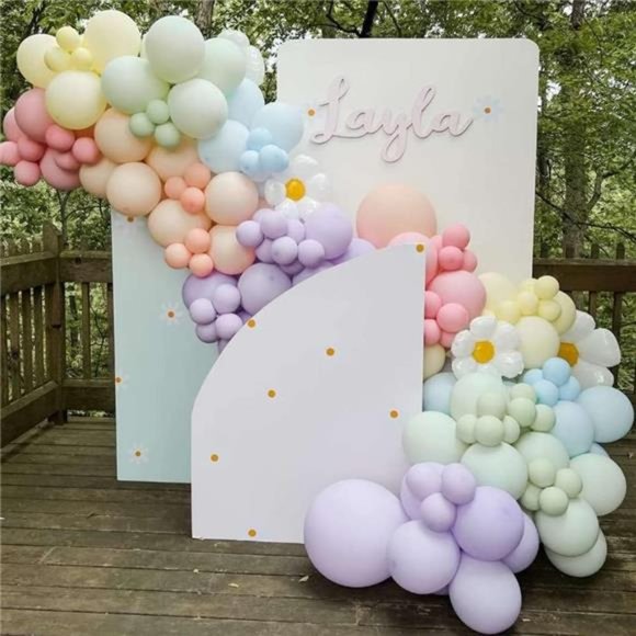 Balloon Garland Arch Kit 157Pcs White Groovy Daisy Flower Macaron Pastel Balloon - Picture 3 of 6